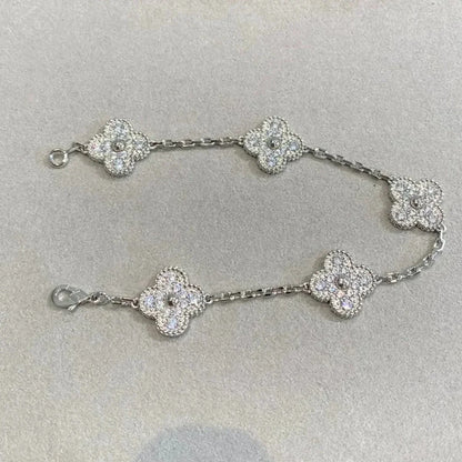 [Valéa jewellery]CLOVER 5 MOTIFS  DIAMOND BRACELET SILVER