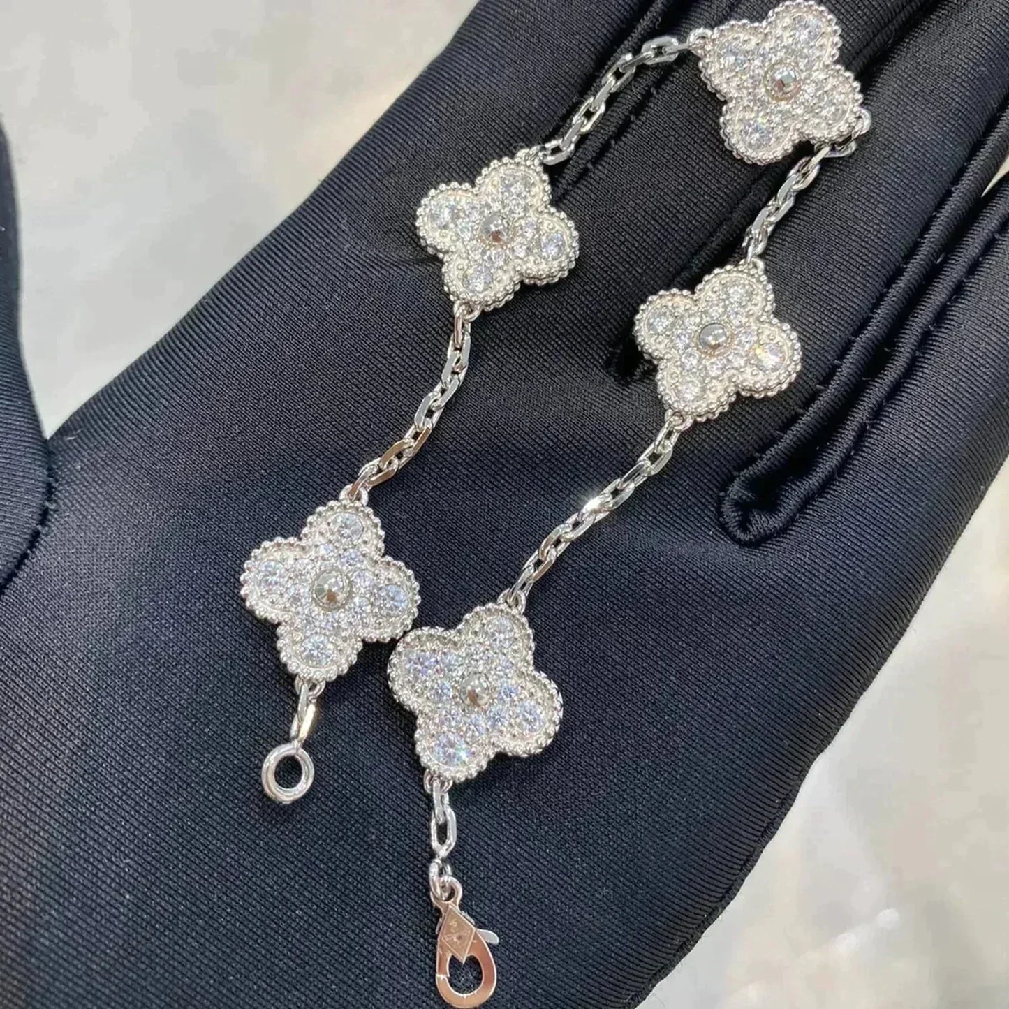 [Valéa jewellery]CLOVER 5 MOTIFS  DIAMOND BRACELET SILVER