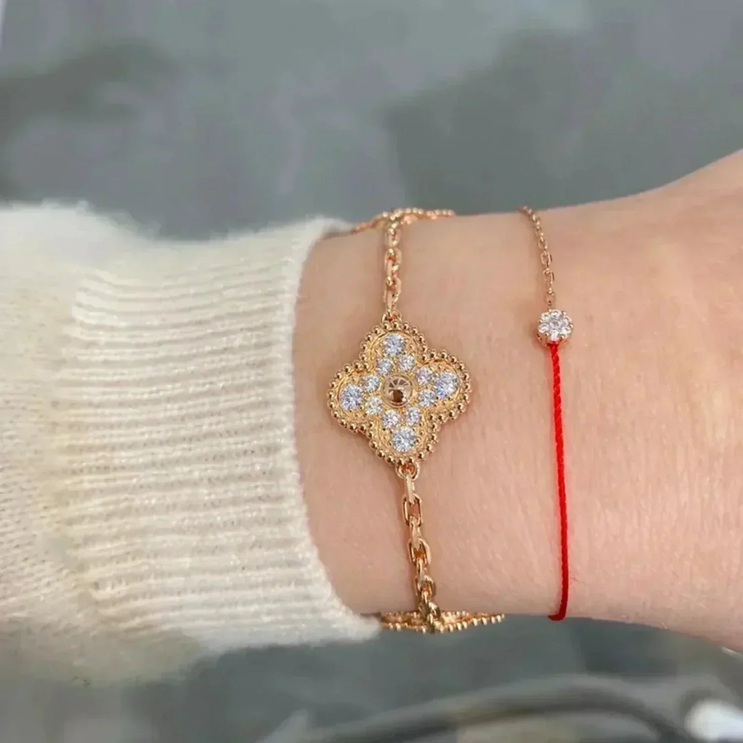 [Valéa jewellery]CLOVER 5 MOTIFS  FULL DIAMOND BRACELET