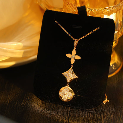 [valéa jewellery]STAR AND SUN DIAMOND PINK GOLD NECKLACE