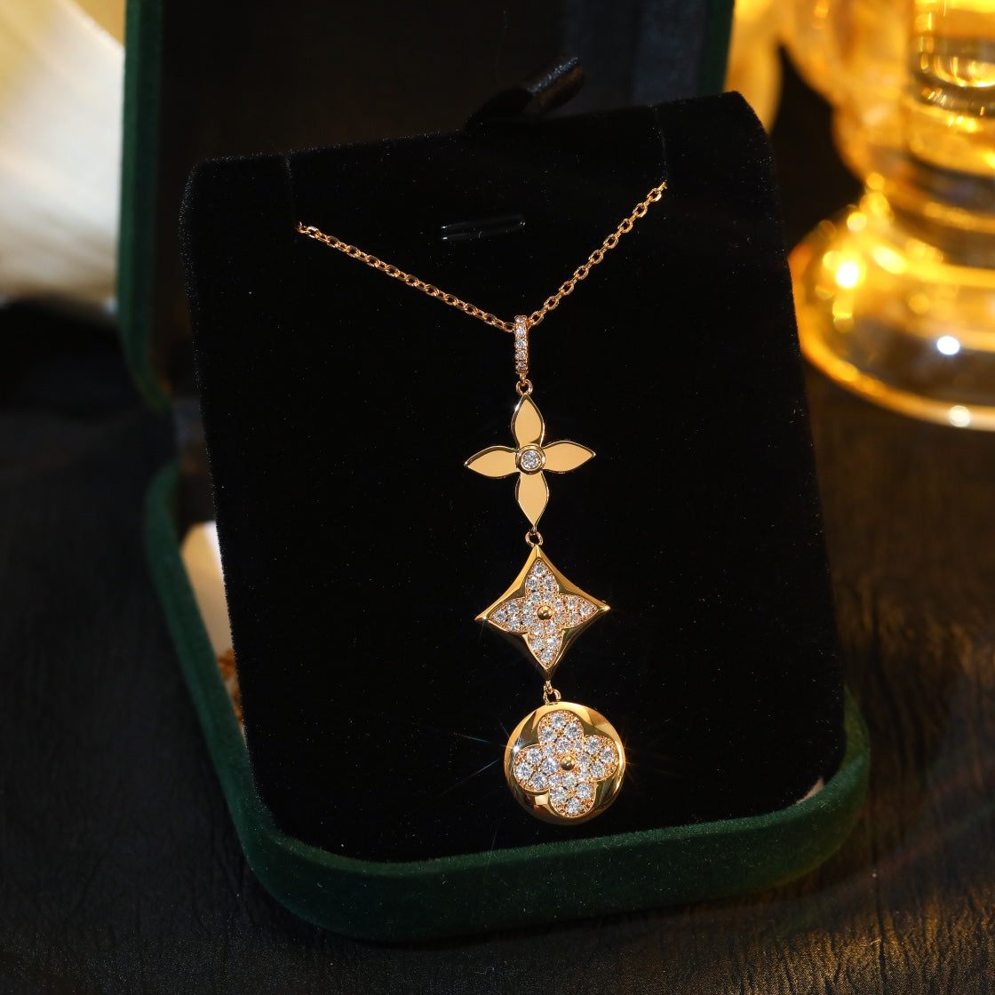 [valéa jewellery]STAR AND SUN DIAMOND PINK GOLD NECKLACE