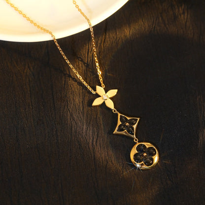 [valéa jewellery]STAR AND SUN ONYX PINK GOLD NECKLACE