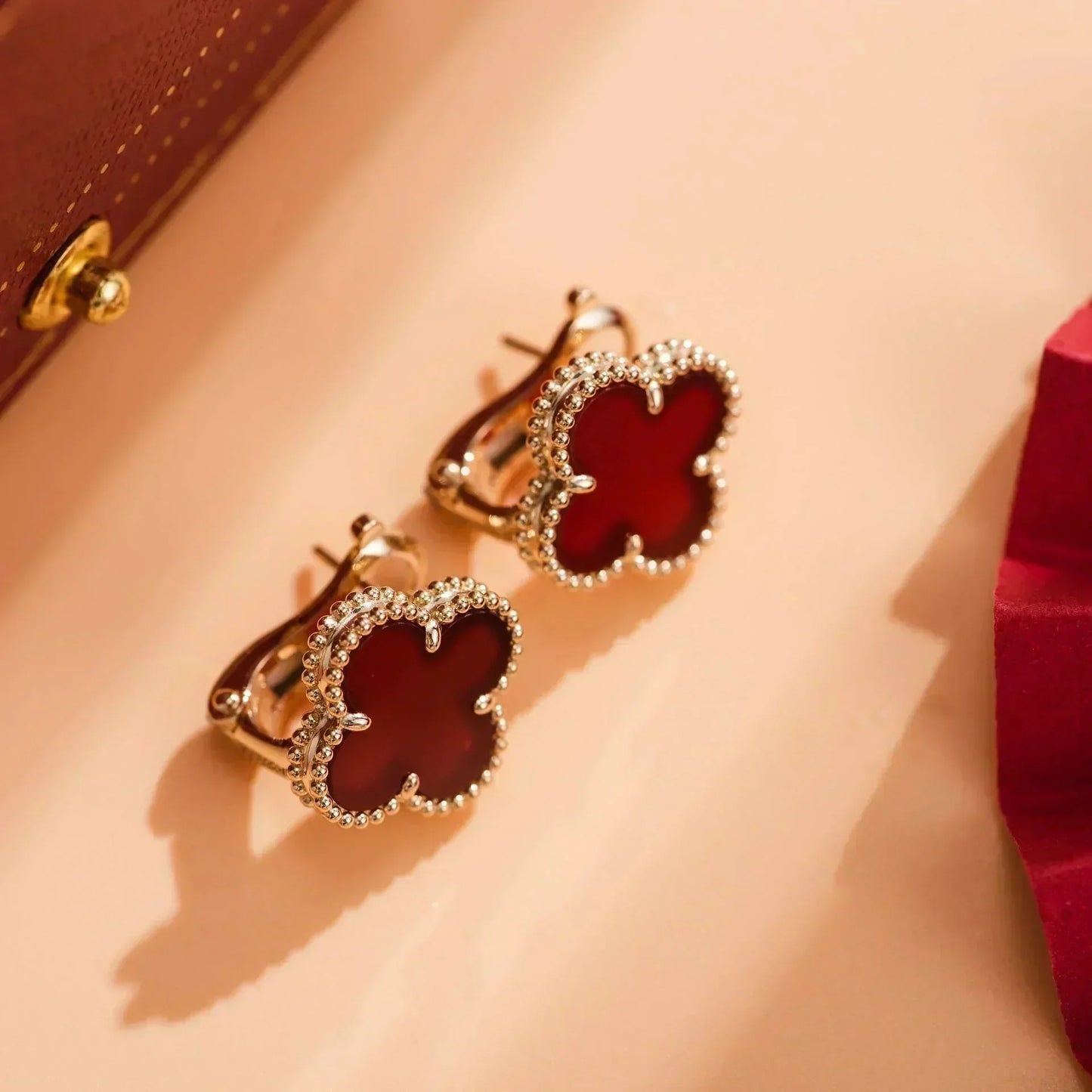 [Valéa jewellery]CLOVER MEDIUM 1 MOTIFS CARNELIAN  EARRINGS