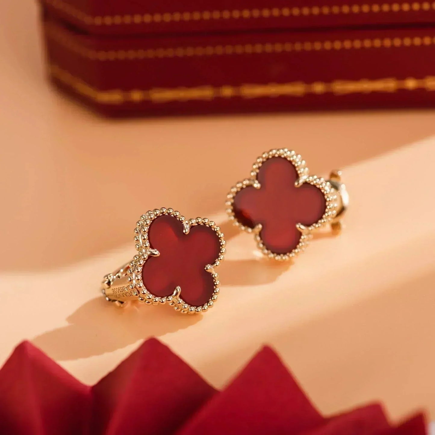 [Valéa jewellery]CLOVER MEDIUM 1 MOTIFS CARNELIAN  EARRINGS