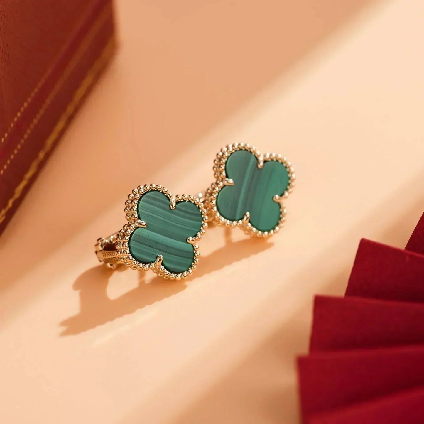 [Valéa jewellery]CLOVER MEDIUM 1 MOTIFS MALACHITE  EARRINGS