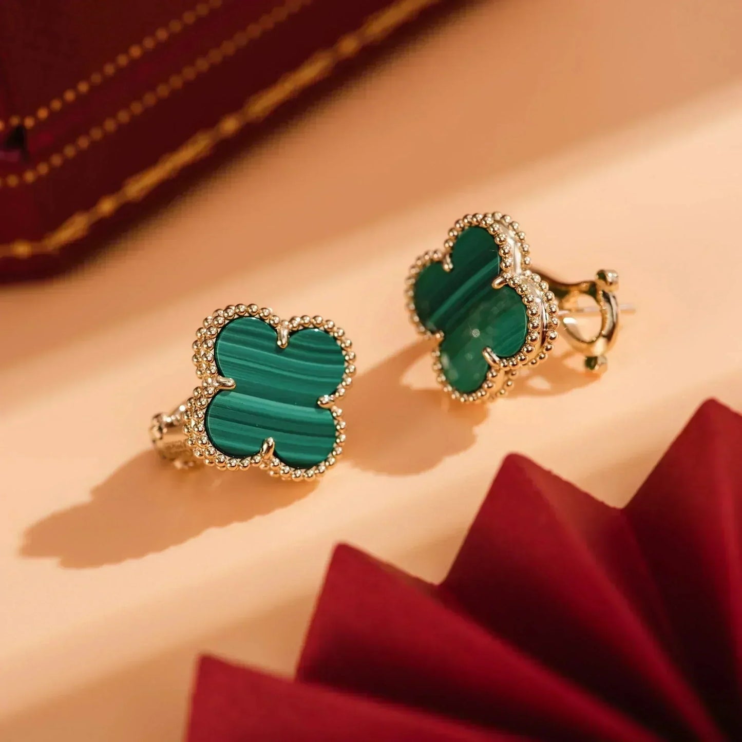 [Valéa jewellery]CLOVER MEDIUM 1 MOTIFS MALACHITE  EARRINGS