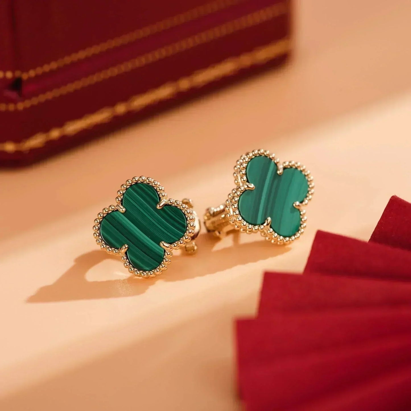 [Valéa jewellery]CLOVER MEDIUM 1 MOTIFS MALACHITE  EARRINGS