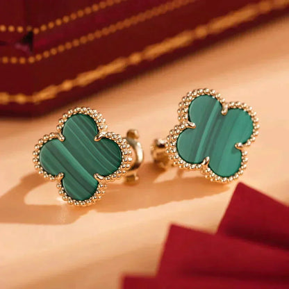 [Valéa jewellery]CLOVER MEDIUM 1 MOTIFS MALACHITE  EARRINGS