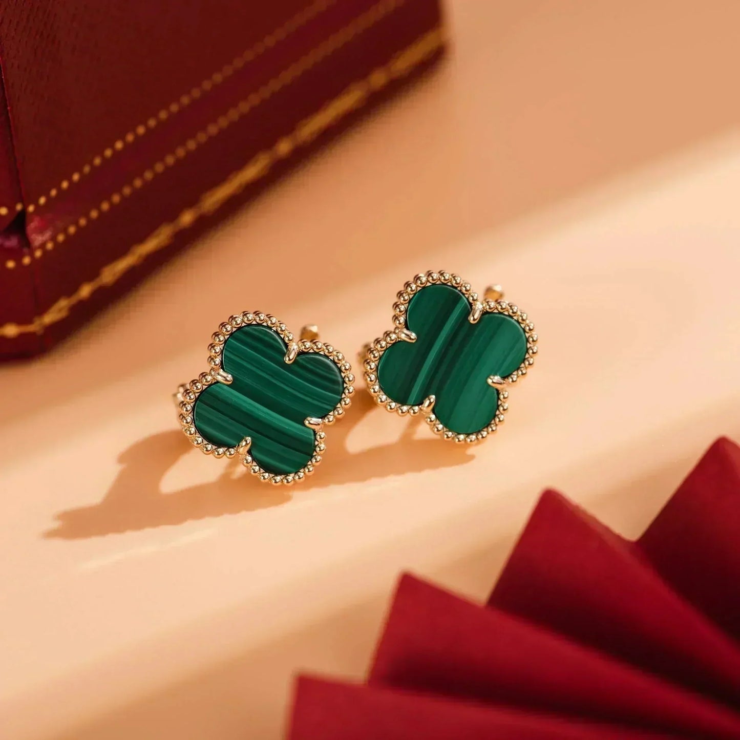 [Valéa jewellery]CLOVER MEDIUM 1 MOTIFS MALACHITE  EARRINGS