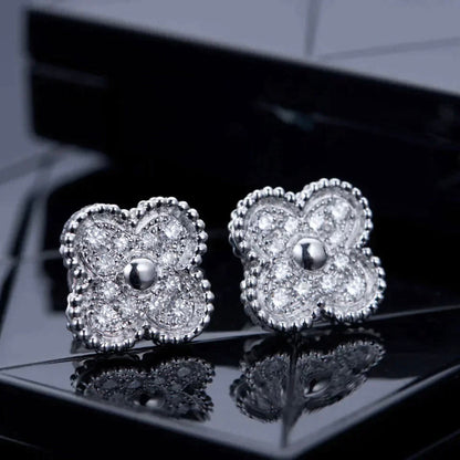 [Valéa jewellery]CLOVER 1 MOTIFS DIAMOND STUD EARRINGS SILVER