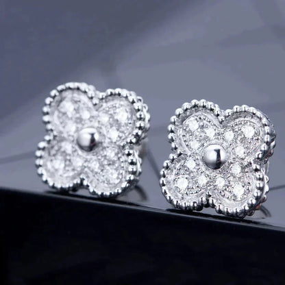 [Valéa jewellery]CLOVER 1 MOTIFS DIAMOND STUD EARRINGS SILVER