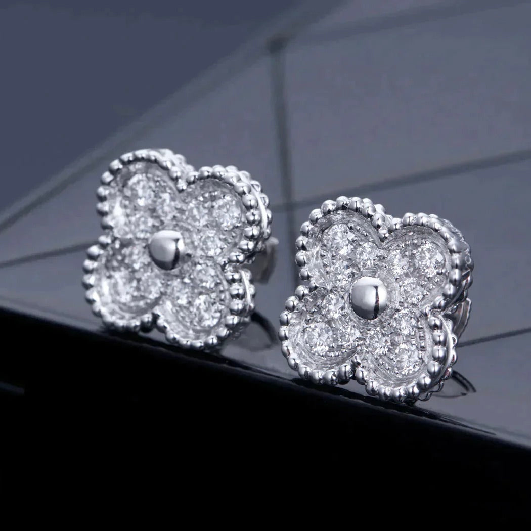 [Valéa jewellery]CLOVER 1 MOTIFS DIAMOND STUD EARRINGS SILVER