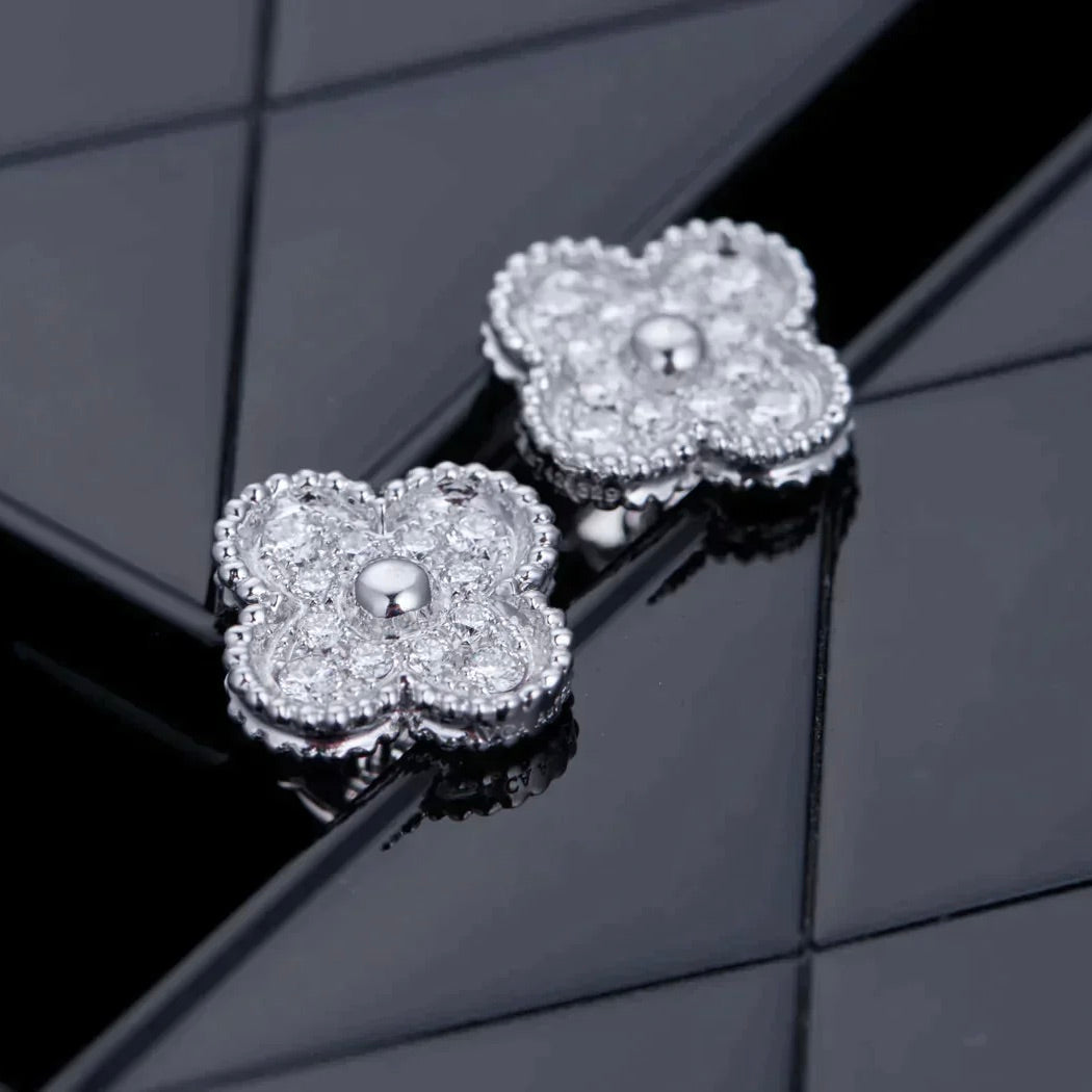 [Valéa jewellery]CLOVER 1 MOTIFS DIAMOND STUD EARRINGS SILVER