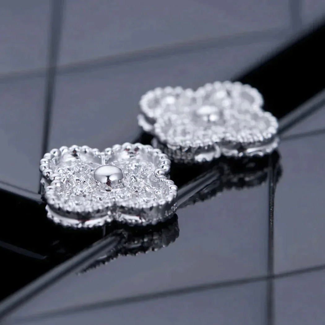 [Valéa jewellery]CLOVER 1 MOTIFS DIAMOND STUD EARRINGS SILVER