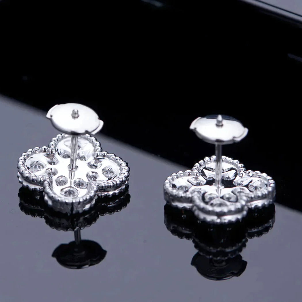 [Valéa jewellery]CLOVER 1 MOTIFS DIAMOND STUD EARRINGS SILVER