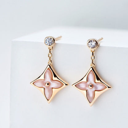 [Valéa jewellery]DOUBLE STAR PINK GOLD MOP DROP EARRINGS