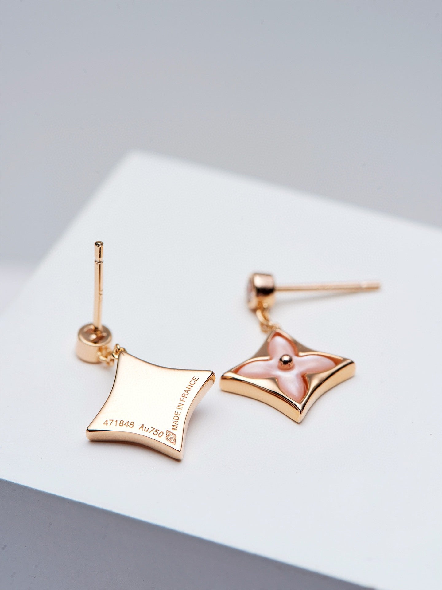 [Valéa jewellery]DOUBLE STAR PINK GOLD MOP DROP EARRINGS