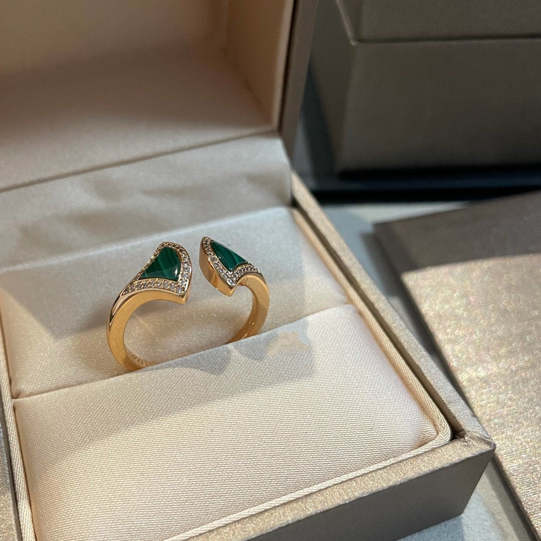 [Valéa jewellery]DREAM MALACHITE DIAMOND OPEN RING