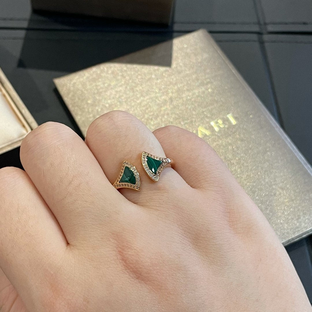 [Valéa jewellery]DREAM MALACHITE DIAMOND OPEN RING