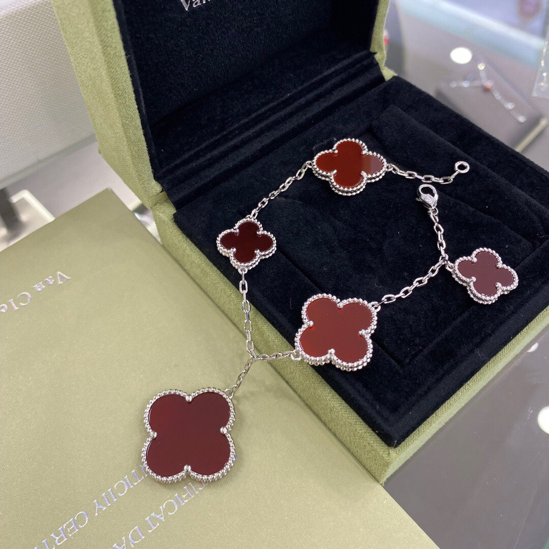 [Valéa jewellery]CLOVER 5 MOTIFS SIVLER CARNELIAN BRACELET