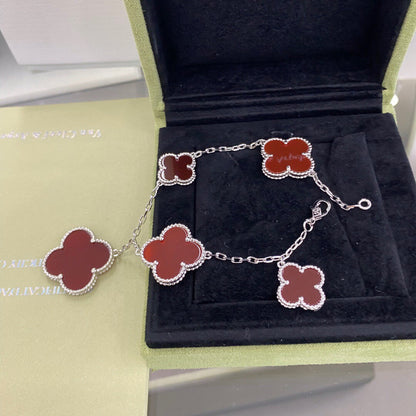 [Valéa jewellery]CLOVER 5 MOTIFS SIVLER CARNELIAN BRACELET