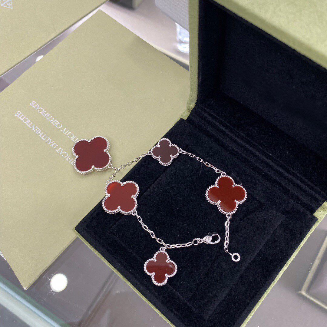 [Valéa jewellery]CLOVER 5 MOTIFS SIVLER CARNELIAN BRACELET