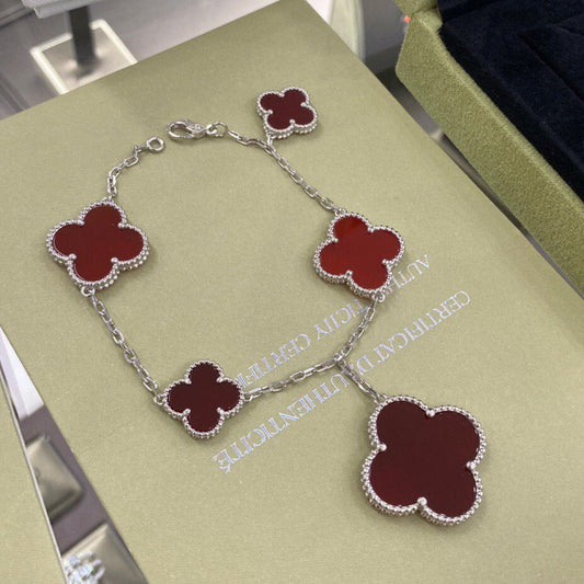 [Valéa jewellery]CLOVER 5 MOTIFS SIVLER CARNELIAN BRACELET