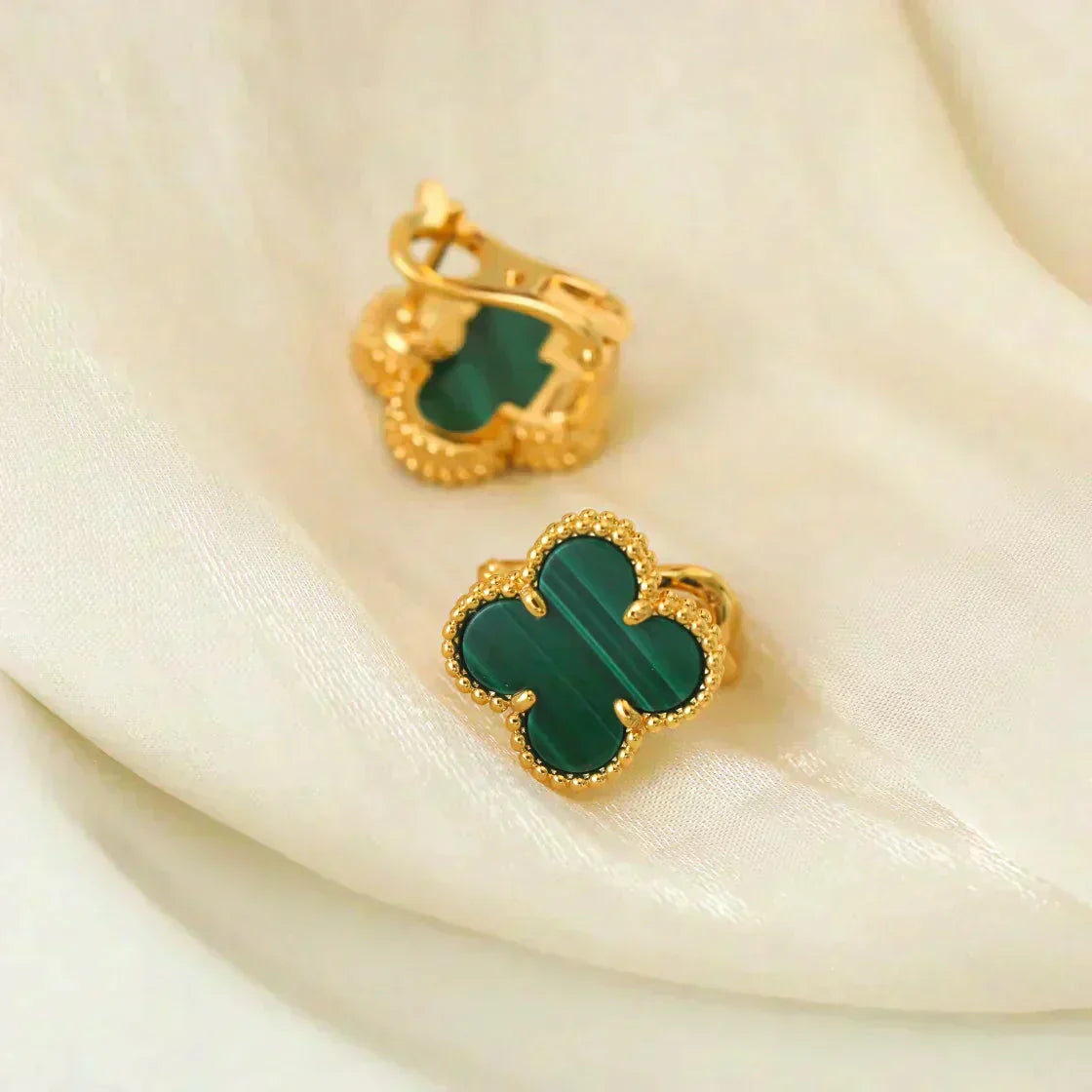 [Valéa jewellery]CLOVER MEDIUM 1 MOTIFS MALACHITE  EARRINGS