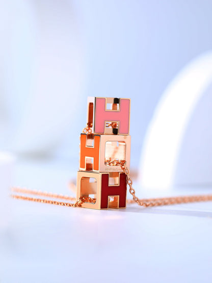 [Valéa jewellery]H CAGE PINK GOLD NECKLACE