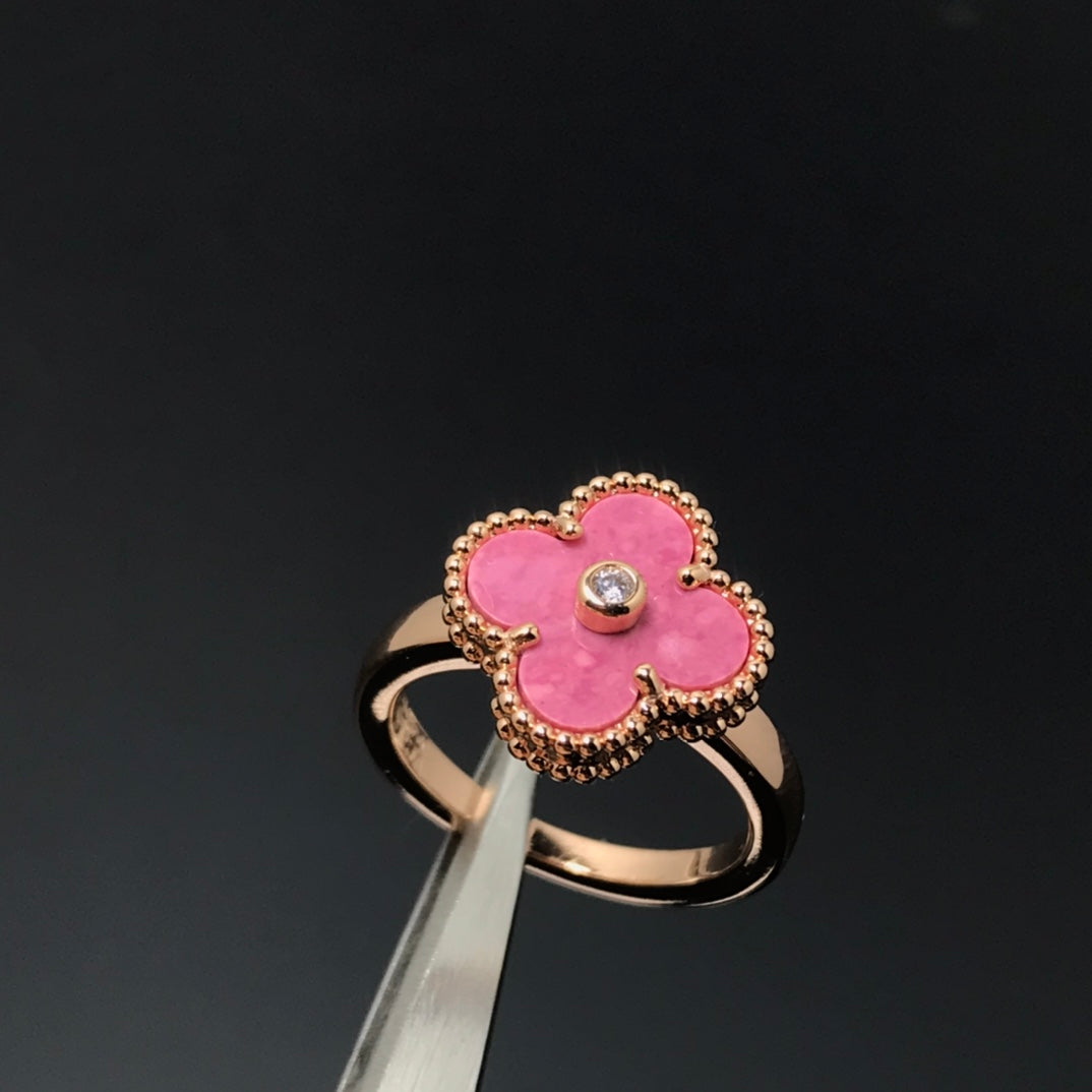 [Valéa jewellery]CLOVER RHODONITE ROSE GOLD RING