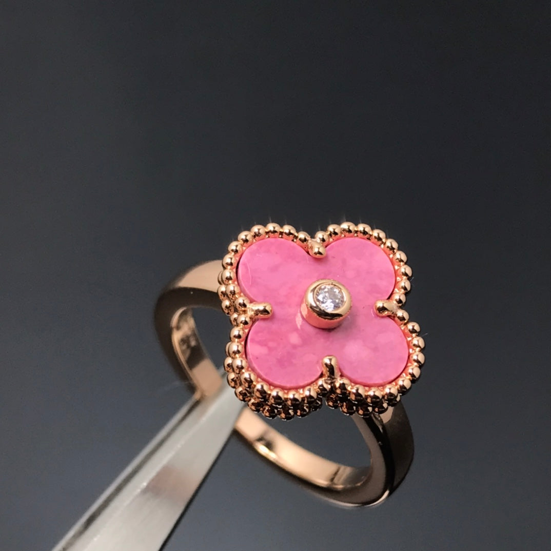 [Valéa jewellery]CLOVER RHODONITE ROSE GOLD RING