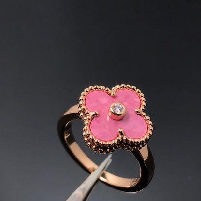 [Valéa jewellery]CLOVER RHODONITE ROSE GOLD RING