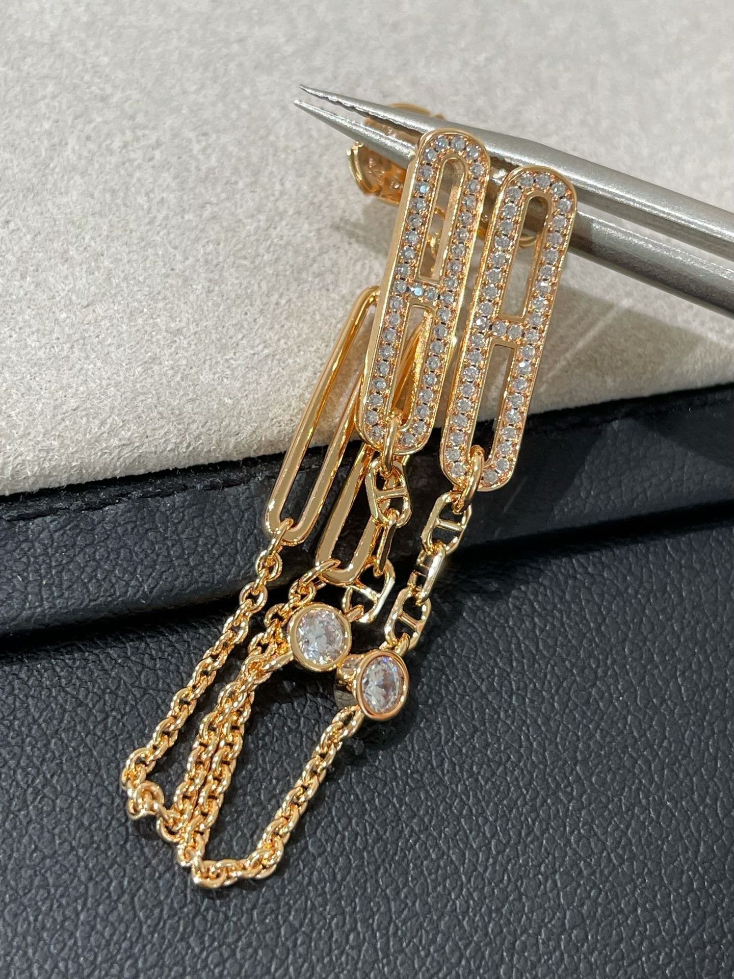 [Valéa jewellery]CHAINE CHAOS DIAMOND DROP EARRINGS