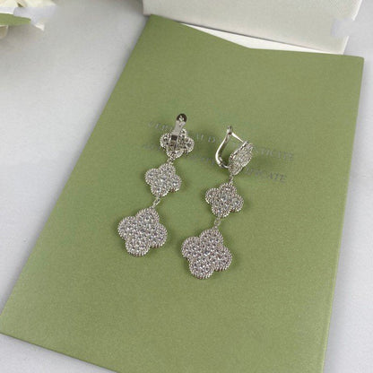 [valéa jewellery]CLOVER 3 MOTIF DIAMOND SILVER DROP EARRINGS