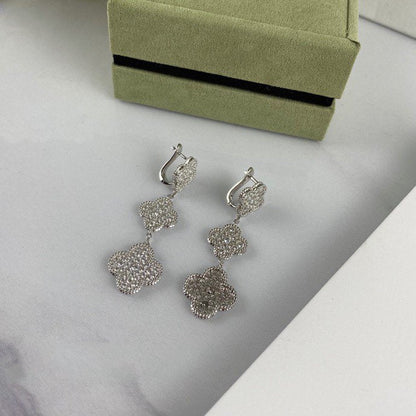 [valéa jewellery]CLOVER 3 MOTIF DIAMOND SILVER DROP EARRINGS