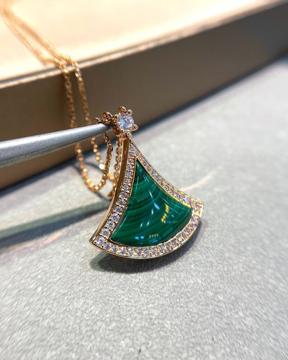 [Valéa jewellery]DREAM MALACHITE DIAMOND PAVED PINK GOLD NECKLACE