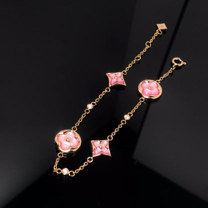 [valéa jewellery]STAR AND SUN 4 MOTIF PINK MOP PINK GOLD BRACELET