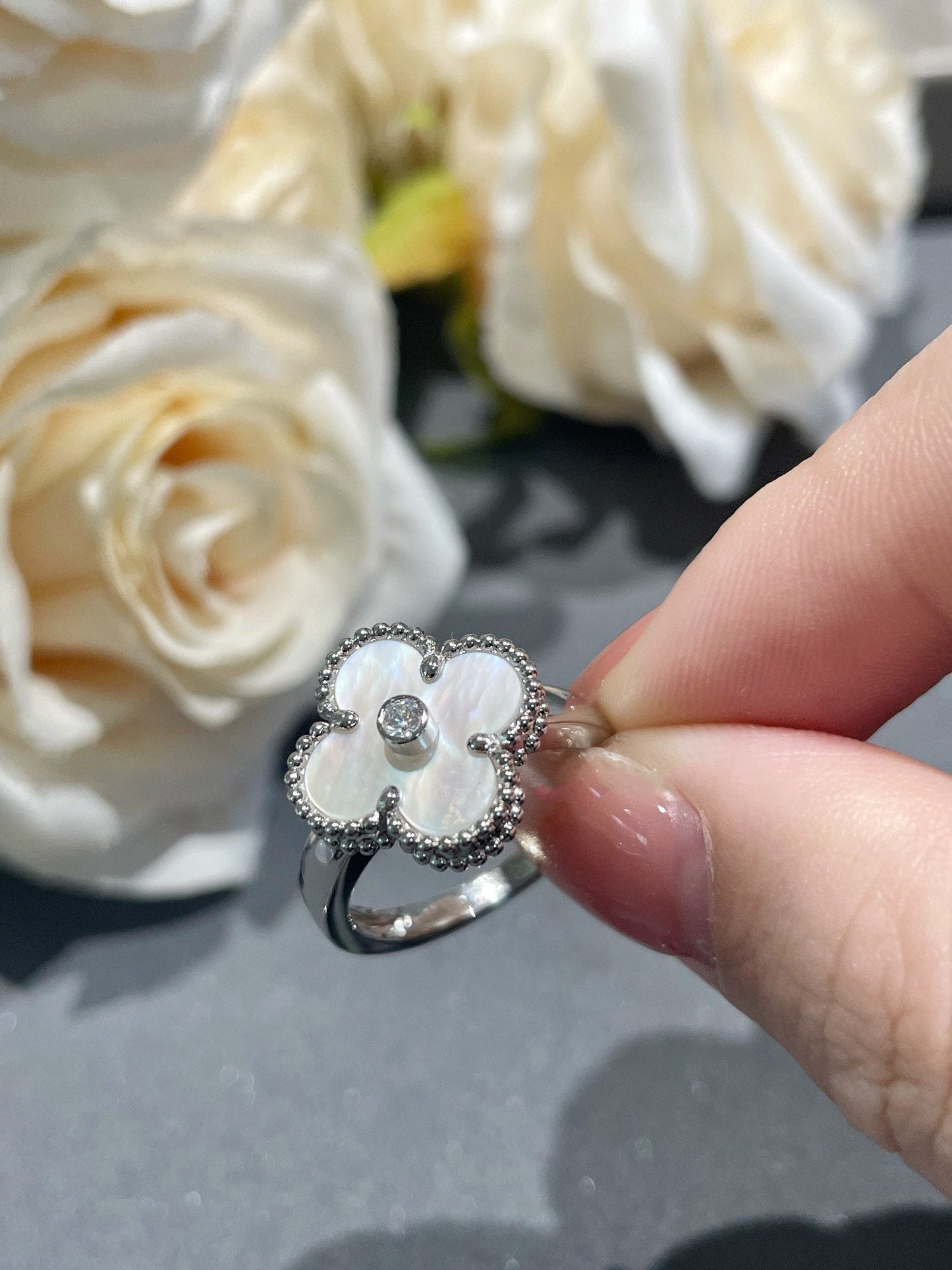 [Valéa jewellery]CLOVER SILVER MOP DIAMOND RING