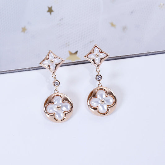 [valéa jewellery]STAR AND SUN PINK GOLD MOP DROP EARRINGS