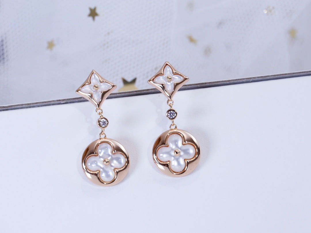 [valéa jewellery]STAR AND SUN PINK GOLD MOP DROP EARRINGS