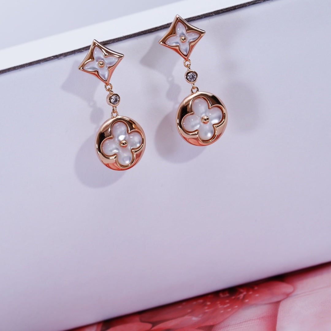 [valéa jewellery]STAR AND SUN PINK GOLD MOP DROP EARRINGS