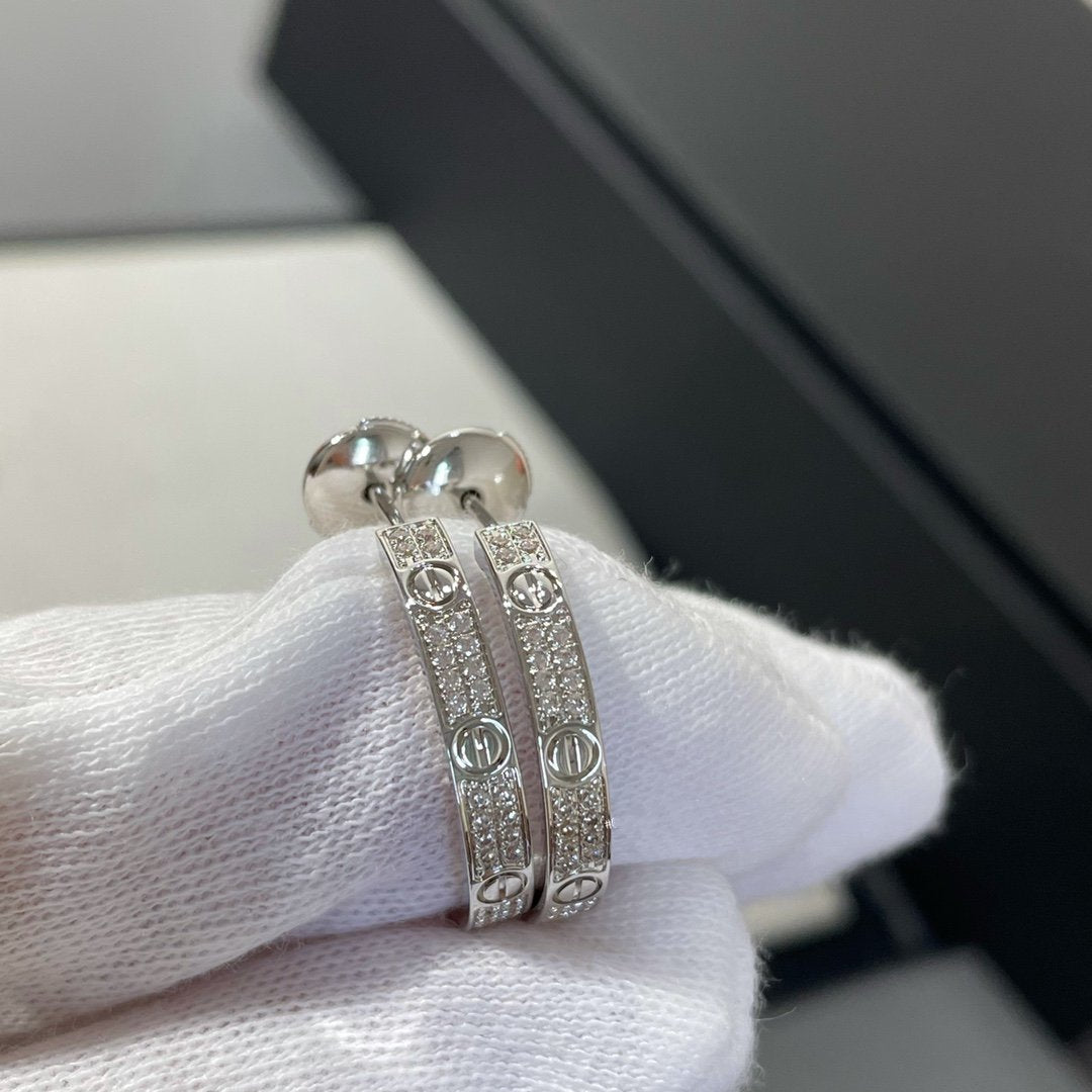 [Valéa jewellery]LOVE DIAMOND SILVER HOOP EARRINGS