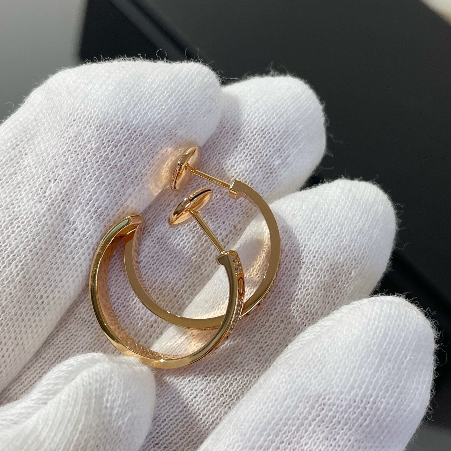 [Valéa jewellery]LOVE DIAMOND PINK GOLD HOOP EARRINGS