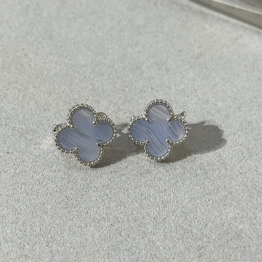 [Valéa jewellery]CLOVER CHALCEDONY SILVER STUD EARRINGS