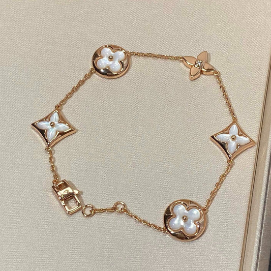 [valéa jewellery]STAR AND SUN 5 MOTIF MOP PINK GOLD BRACELET