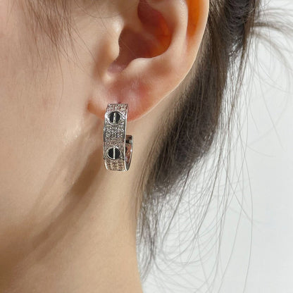 [Valéa jewellery]LOVE CERAMIC DIAMOND PAVED SILVER EARRINGS