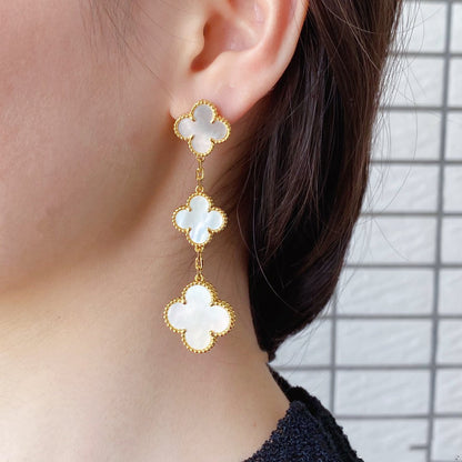 [valéa jewellery]CLOVER MOP 3 MOTIFS GOLD EARRINGS