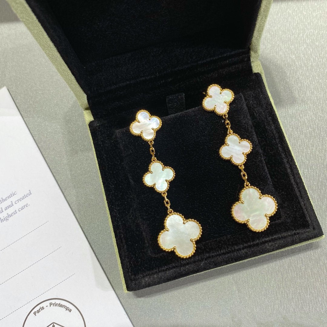 [valéa jewellery]CLOVER MOP 3 MOTIFS GOLD EARRINGS