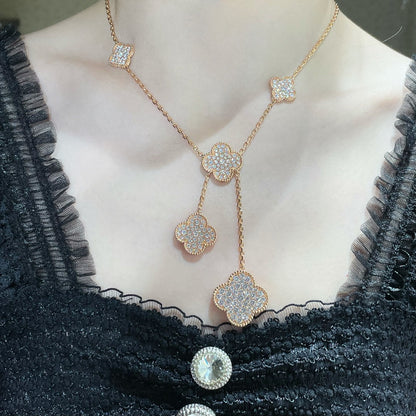 [Valéa jewellery]CLOVER 6 MOTIF DIAMOND PAVED NECKLACE