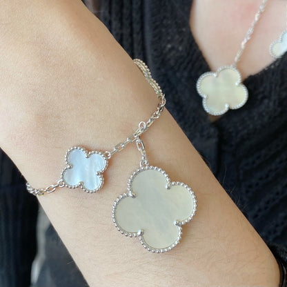 [Valéa jewellery]CLOVER 5 MOTIF WHITE MOP SILVER BRACELET